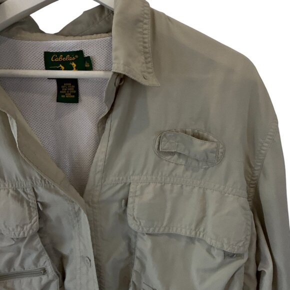 Cabela's Guidewear Fishing Shirt Large Tan Vented Nylon Outdoor Long Sleeve - Picture 4 of 7